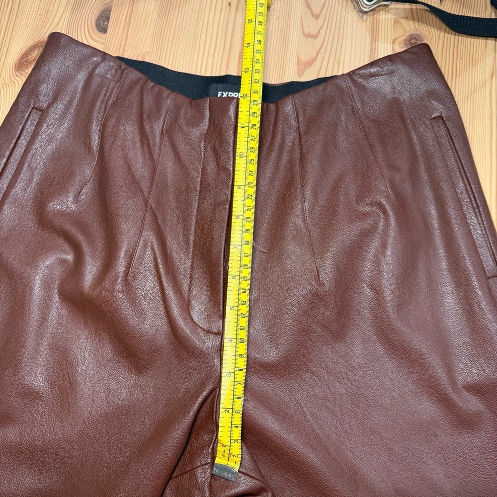 Express High Waisted Faux Leather Brown Trousers Size 10 NWOT - Picture 5 of 9